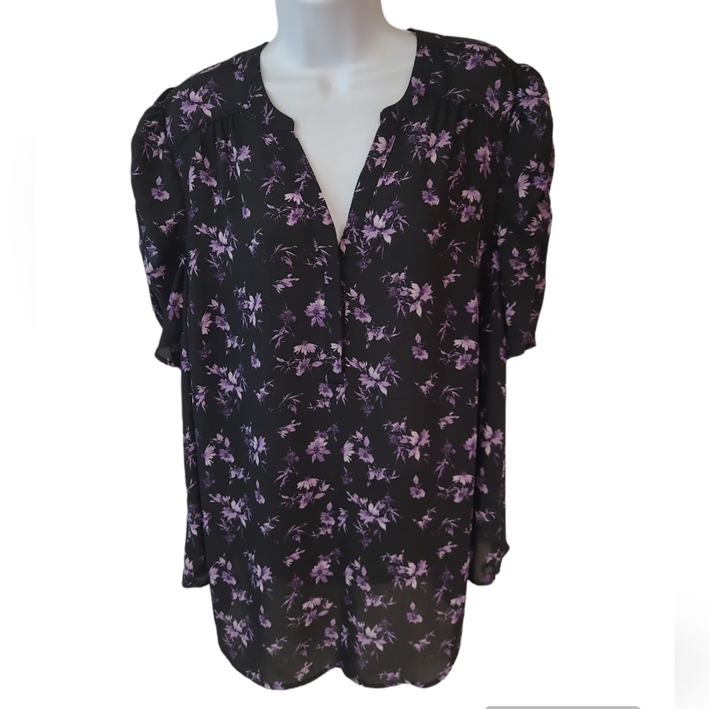 Torrid Harper Georgette Ruched Short Sleeve Blouse Size 1 (1X) - Picture 1 of 4